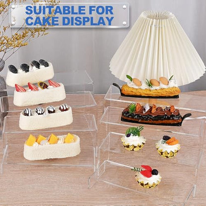 Aheroi Acrylic Risers Display Stands, Acrylic Stands for Display 16Pcs 4Set | Clear Risers Display Stands, Acrylic Display Shelf,Dessert Table Display Set Cupcake Candy Shoe Showcase Stands (7”L~8”L~9”L)