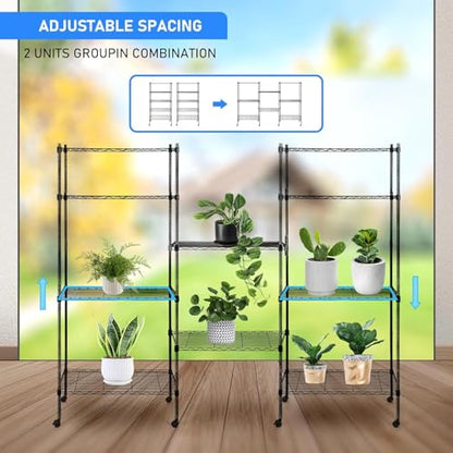 Simple Deluxe 5-Tier Storage Shelving Units, 24.02" W x 13.78" D x 59" H Wire Shelf with Wheels & Leveling Feet, Black - color: Black, size: 5-Tier, 24"W x 14"D x 59"H