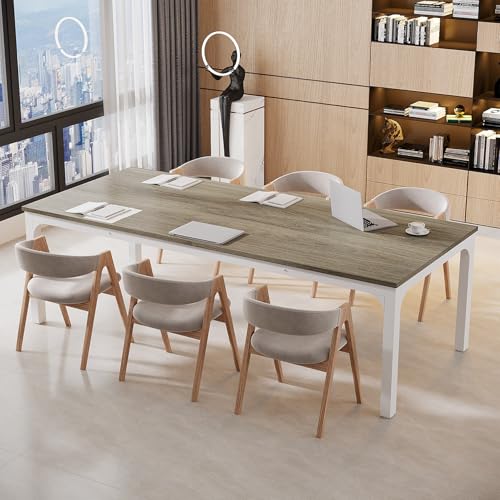 Tribesigns 6.5 FT Conference Room Table, 78.74" W x 27.56" D Large Office Conference Table, Modern Seminar Meeting Table Desk for Boardroom, Meeting Room (1, Gray) - color: Grey