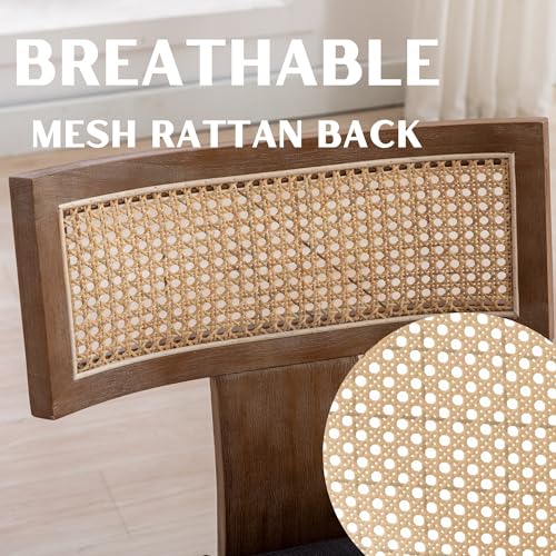 RIVOVA Rattan Dining Chairs Set of 4, Modern Fabric Upholstered Kitchen Chairs, Wooden Dining Room Chair Farmhouse Dinner Chair, Charcoal - color: Charcoal Rattan