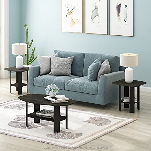 Furinno SIMPLE DESIGN Set of 2 Side Table, 2-Tier End Table, Espresso | Soft Edges, Open Shelves Modern Night Stand, Bedside Table, for Living Room, Bedroom - color: Espresso, size: 2-Pack, 2 Tiers, Standard Leg