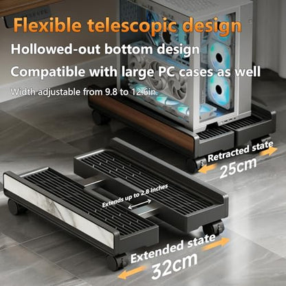 Heavy-Duty Adjustable Mobile CPU Stand with Locking Wheels,PC Tower Floor Cart,Ventilated Rolling Computer Holder Fits Most Gaming&Office Towers, Under Desk PC Riser with Caster Wheels (Wood Grain) - color: Wood Grain