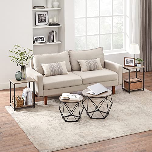 VASAGLE Side Tables Set of 2, Small End Table, Nightstand for Living Room, Bedroom, Office, Bathroom, Greige and Black ULET272B02 - color: Greige + Black