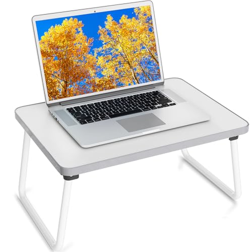 Foldable Lap Desk, Laptop Stand Bed Table Tray for Couch | Portable Breakfast Serving Tray, Lightweight Mini Lap Table, Works Great as Tablet Desk for Working, Reading & Writing, White - color: White