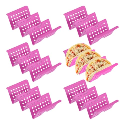 uxcell 6 Pcs Taco Holder Stands, Plastics Hollow Holder Can Hold 3 Soft/Hard Taco Street Tray Plates for Party Supplies Dishwasher and Microwave Safe, Purple - color: Purple