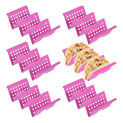 uxcell 6 Pcs Taco Holder Stands, Plastics Hollow Holder Can Hold 3 Soft/Hard Taco Street Tray Plates for Party Supplies Dishwasher and Microwave Safe, Purple - color: Purple