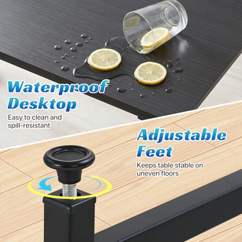 47 inch Computer Desk Gaming Desk Multi-Function Writing Table Student Art Modren Simple Style PC Wood and Metal Desk Workstation, Black - color: Black, size: 47 inch