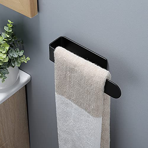 Taozun Black Towel Bar 2 Pack Hand Towel Holder Stainless Steel Towel Rail | Hand Towel Rack, Self Adhesive, Easy Peel & Stick, For Bathroom Kitchen, Sturdy & Durable - color: Black, size: 8-inch(2 Pack)