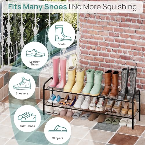 viewcare 2-Tier Shoe Rack for Closet, Extra Long Shoe Rack for Entryway & Garage, Sturdy Metal Construction, Shoe Organizer Holds 9-13 Pairs - size: 2-Tier(Extra Long)
