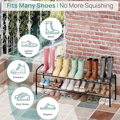 viewcare 2-Tier Shoe Rack for Closet, Extra Long Shoe Rack for Entryway & Garage, Sturdy Metal Construction, Shoe Organizer Holds 9-13 Pairs - size: 2-Tier(Extra Long)