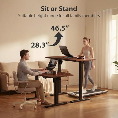 Cubiker Standing Desk, 55x24 Inches Sit Stand Home Office Desk, Electric Stand up Desk, Adjustable Desk with Splice Board, Black Frame/Black Walnut Top - color: Black Walnut, size: 55x24