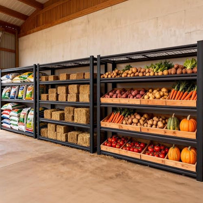 62" W Garage Shelving 3500LBS，Airflow Design， Double-Layer Reinforced Support,5 Tier Adjustable Metal Shelving，for Garage, Warehouse,Basement, Storage Room, Supermarket - size: Black 72"*62"*24" 5T