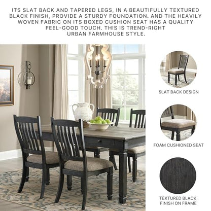Signature Design by Ashley Tyler Creek Dining Room Upholstered Side Chair, 2 Count, Solid Wood, 19.25" H, Black and Grayish Black - color: Black
