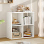 4 Cube Storage Organizer, 2 Tier Floor Standing Bookcase, Small Bookshelf for Small Spaces, Wooden Open Display Shelf for Living Room, Bedroom, Study, White Bookshelf with Open Back - size: 4 Cubes