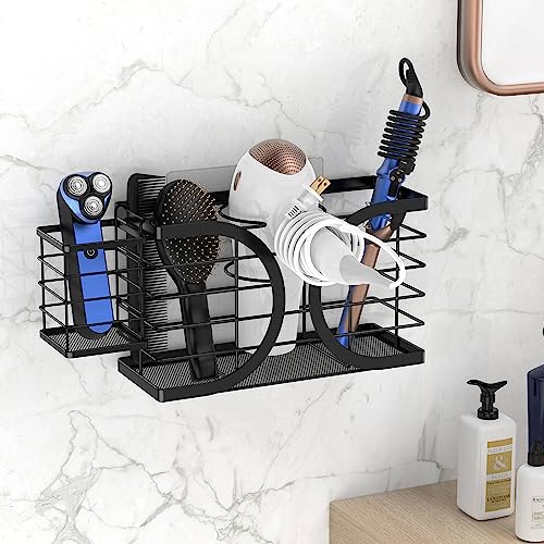 Hair Dryer Holder 3in1 Hair Tool Organizer/Wall Mounted,Cabinet Door or Desk-based Blow Dryer Holder/Height-adjustable Curling Iron Holder/Bathroom Cabinet Organizer for Flat Irons | Hair Dryer Holder Wall mount Height-adjustable Curling Iron Holder/Bathr
