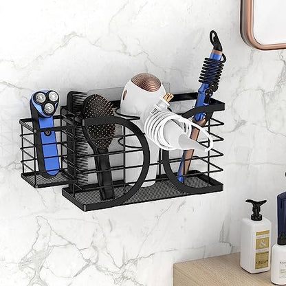 Hair Dryer Holder 3in1 Hair Tool Organizer/Wall Mounted,Cabinet Door or Desk-based Blow Dryer Holder/Height-adjustable Curling Iron Holder/Bathroom Cabinet Organizer for Flat Irons | Hair Dryer Holder Wall mount Height-adjustable Curling Iron Holder/Bathr