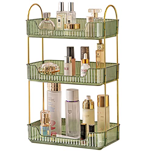 shuang qing 3 Tier Bathroom Counter Organizer Countertop Storage, Cosmetics Skincare Shelf Organizer, Makeup Organizer Perfume for Dresser Vanity Tray, Spice Rack Organizer for Kitchen - Green - color: Gem Green, size: Standard-3 Tier