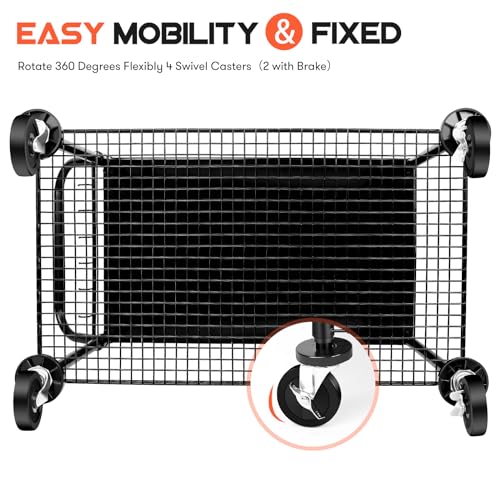 WDT 680Lbs Capacity Heavy Duty Rolling Utility Cart,2 Tier Rolling Carts with Wheels,Commercial Grade Metal Cart with Handle Bar & Shelf Liner,Trolley Serving Cart for Restaurant,Kitchen,Black - color: Black 2 Tier