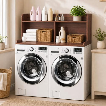 Royxen Laundry Countertop with 20" Shelf Universal Fit, Washer and Dryer Countertop with Storage Space, Laundry Room Storage (Walnut) - color: Walnut Color