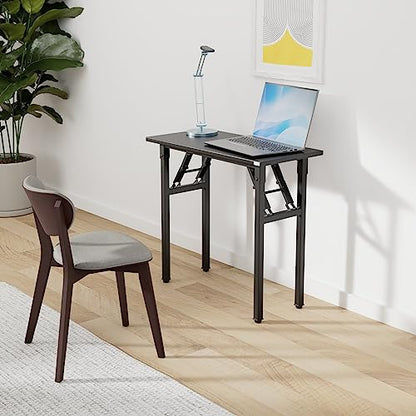 Need Folding Desk - 31 1/2" No Assembly Foldable Small Computer Table,Sturdy and Heavy Duty Writing Desk for Small Spaces, Black&Black Frame - color: Black & Black Frame, size: 31.5inch