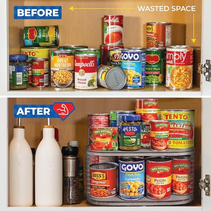 Mighty Susan 2-Tier Lazy Susan Pantry Organizer – Steel Reinforced Turntable for Kitchen Cabinets & Pantry Storage – Heavy-Duty Can Organizer Holds Up to 30 lbs – Rotates 360° – Includes 2 Bonus Bins - size: Mighty Susan 2-Tiered