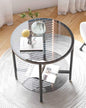 Tempered Glass End Table: 2-Tier Round Nightstand 20 inch High Grey | Circle Side Table 4 Legs Home Decor for Living Room Bedroom - size: Height - 20 inch