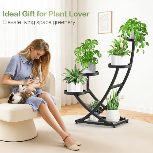 Outdoor Plant Stand Metal Plant Stand Indoor, 5 Tier Heavy Duty Corner Plant Stands, Plant Shelf for Tall Plant Holder Shelves for Living Room Bedroom Modern Home Decor