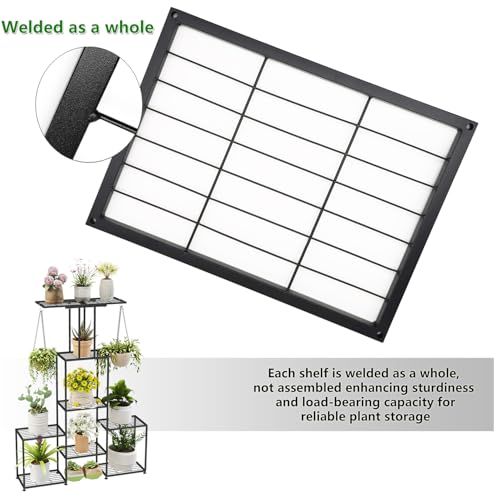 Plant Stand Indoor Outdoor, Metal 6 Tier Tall Hanging Plant Shelf for Multiple Flower Planter Large Heavy Duty Ladder Plant Holder for Garden, Black (y-202) - size: y-202