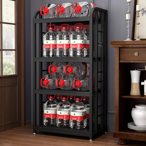 4-Tier Kitchen Baker's Rack, Free Standing Microwave Oven Stand Utility Storage Shelf Island Coffee Bar for Living Room, Home Office (Black) - color: Black