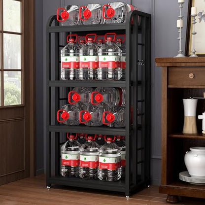 4-Tier Kitchen Baker's Rack, Free Standing Microwave Oven Stand Utility Storage Shelf Island Coffee Bar for Living Room, Home Office (Black) - color: Black