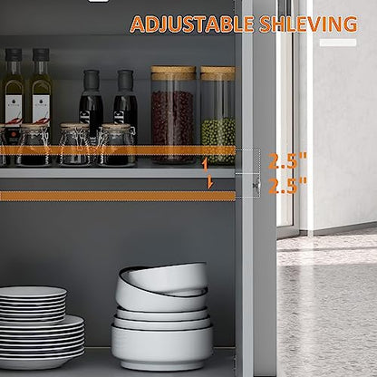 HOMCOM Rolling Kitchen Island Cart, Portable Serving Trolley Table with Drawer, Adjustable Shelf and 2 Towel Racks, Grey - color: Grey