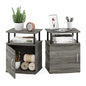 Furinno JAYA End Side Sofa Table/Nightstand with Door, 2-Pack, PVC Tubes, French Oak Grey/Black - color: French Oak/Black, size: 2-Pack