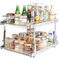 VEVOR 2 Tier 17"Wx21.2"Dx15.2"H Pull Out Cabinet Organizer, Heavy Duty Slide Out Pantry Shelves, Steel Roll Out Drawers, Sliding Drawer Storage for Home, 18.5"Wx22.5"Dx19"H Install Size for Cabinet - size: 17"Wx21.2"Dx15.2"H