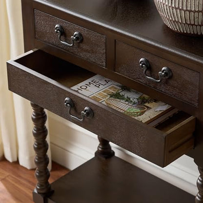 SAFAVIEH Furniture - Athena 3-Drawer Console Table - Dark Chocolate - Solid Wood - Farmhouse Classic Design - Ideal for Entryway, Living Room, Hallway, 23.5" W x 13" D x 29.5" H (CNS5703D) - color: Dark Chocolate