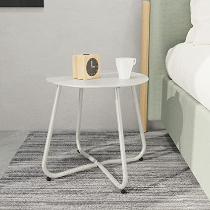 Grand patio Outdoor Side Table 18-inch Round End Table Accent Table for Bistro Balcony Apartment White - color: Round Feet, White