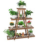 Ufine 4 Tier Wood Plant Stand Indoor Outdoor A Frame Plant Display Shelf | Multiple Plants Rack Flower Pot Holder for Living Room Balcony Patio