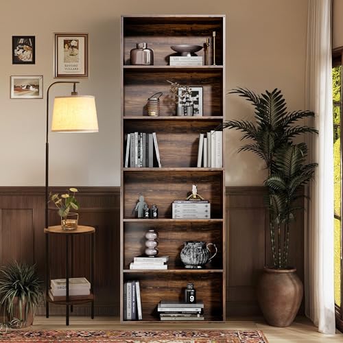 GRUSIGN 71" Tall 6-Tier Bookshelf, Large Open Display Bookcase with Ample Storage, Floor Standing Book Shelf for Living Room, Home Office, Bed Room, Brown - color: Brown