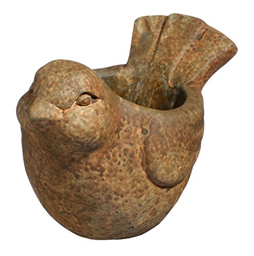 GROWSCAPE Cement Buddies Animal Planter - Cute Desk Decoration - UV Coated Animal Vase w/Removable Drain Plug - Succulent Planter for Indoor/Outdoor Use (Bird Planter, Rust, Small) - color: Rust, size: Small, style: Bird