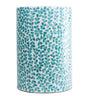 PEMAR Mother of Pearl Inlaid Cylinder Drum End Table Nacre Capiz Shell Side Table Stool Drum Accent Table Coffee Bedside Side Table Round Nightstand and Vanity Stool (Teal Floral) - color: Teal Floral