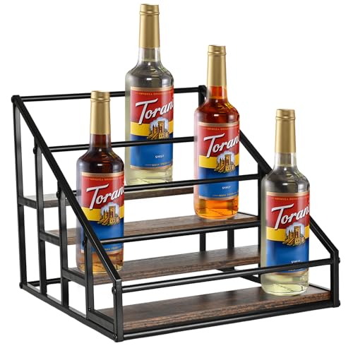 Coffee Syrup Organizer Rack, Liquor Bottle Display Shelf, Spice Racks, 4-Tier 16 Syrup Bottles Holder Stand for Coffee Bar Kitchen Small Wine Rack for Bar Family Storage for Syrup Wine Dressing - size: 4 Tier 16 Bottle Syrup Rack - 1 Pack