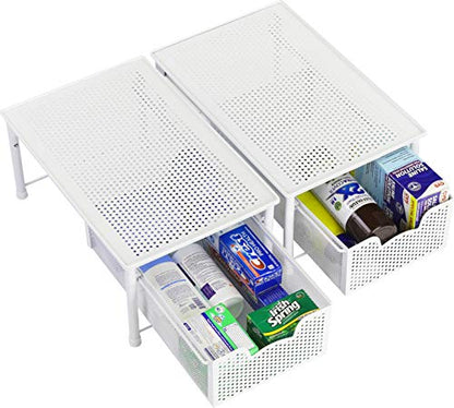 Simple Houseware Stackable Cabinet Basket Drawer Organizer, White - color: White, size: 1-Tier