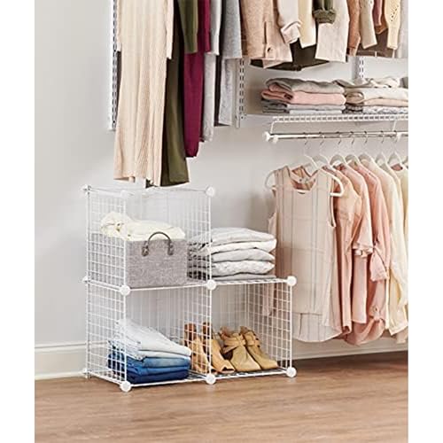 Rubbermaid 3 Piece Storage Wire Stackable Cube Set Easy Assemble White for Closet/Bookshelf/Toys Multi-Use Home Organizer - style: Storage Cubes