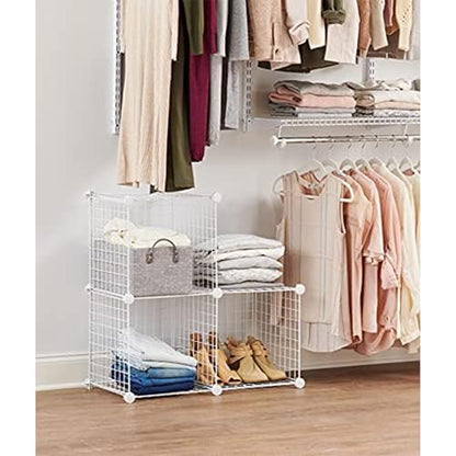 Rubbermaid 3 Piece Storage Wire Stackable Cube Set Easy Assemble White for Closet/Bookshelf/Toys Multi-Use Home Organizer - style: Storage Cubes