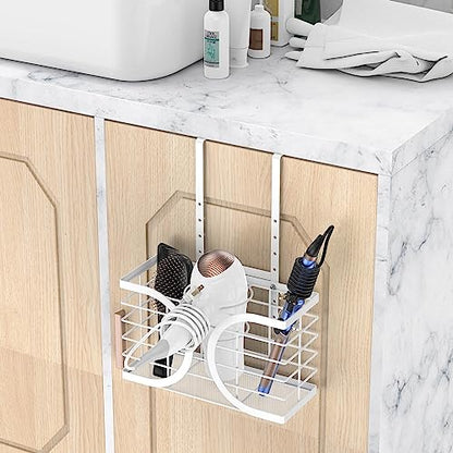 Hair Dryer Holder 3in1 Hair Tool Organizer/Wall Mounted,Cabinet Door or Desk-based Blow Dryer Holder/Height-adjustable Curling Iron Holder/Bathroom Cabinet Organizer for Flat Irons Curling Wand | Hair Dryer Holder Wall mount Height-adjustable Curling Iron