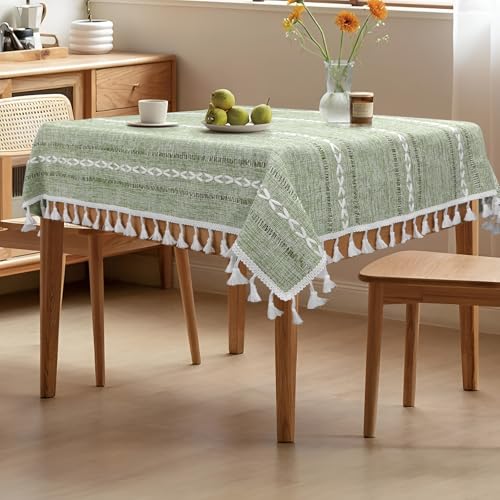 Boho Small Square Tablecloth 36''x36'', Sage Green Linen Coffee Table Cover, Spring Nightstand Cover Top, End Bedside Table Cloth Runner, Coastal Rustic Farmhouse Summer Home Decor - color: Sage Green, size: 36" x 36" (Square)