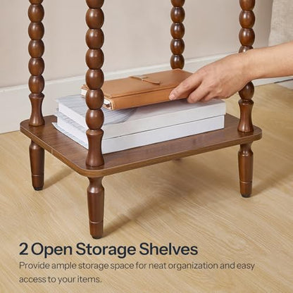 HOOBRO End Table, 2-Tier Small Side Table with Spindle Legs, Nightstand with Storage Shelves, Sofa Side Table, for Small Space, Living Room, Bedroom, Walnut WL189BZ01 - color: Walnut