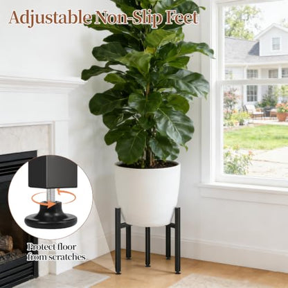 LUBORN Plant Stand Indoor Outdoor, Adjustable Plant Stands Fit for 15–20-Inch Large Plants, Mid-Century Metal Planter Stand, Heavy-Duty Single Modern Plant Holder for Living room, Patio - size: 15''-20'' 1P