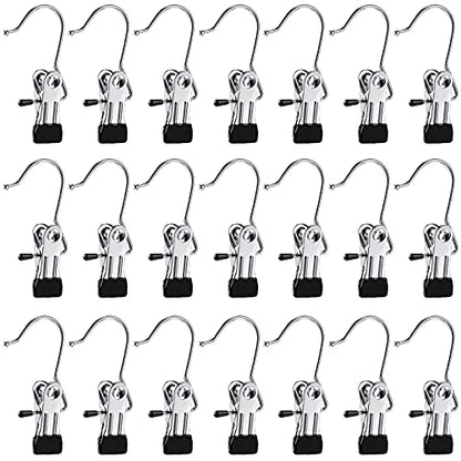 Hotop 48 Pieces Boot Hanger Clips for Closet, Laundry Hanging Hooks Heavy Duty Clips Boot Holder Portable Single Hooks Space Saving for Pants Jeans Clothes Hats Tall Towels (Silver) - color: Silver