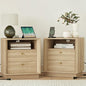 FORTUNETEC Nightstand Set of 2 with Charging Station, Mid Century Modern Nightstand with Wood Grain Texture, Boho End Table with Drawers Storage, Bedside Table for Bedroom Living Room, White Oak - color: White Oak, style: set of 2