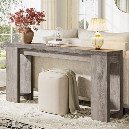 Tribesigns 70.9-Inch Extra Long Console Table, Farmhouse Wood Sofa Table Behind Couch, Narrow Entryway Accent Table for Living Room, Hallway, Entrance, Foyer, Grey - color: Grey